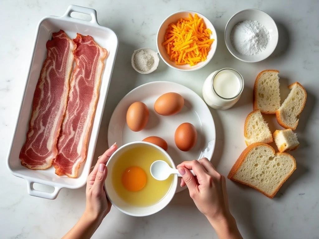 Ingredients for an easy overnight breakfast casserole