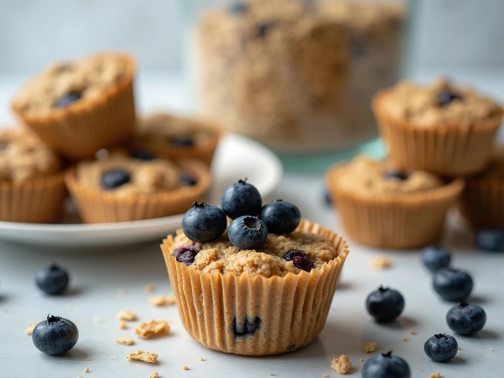 Stored and reheated baked oatmeal cups for meal prep