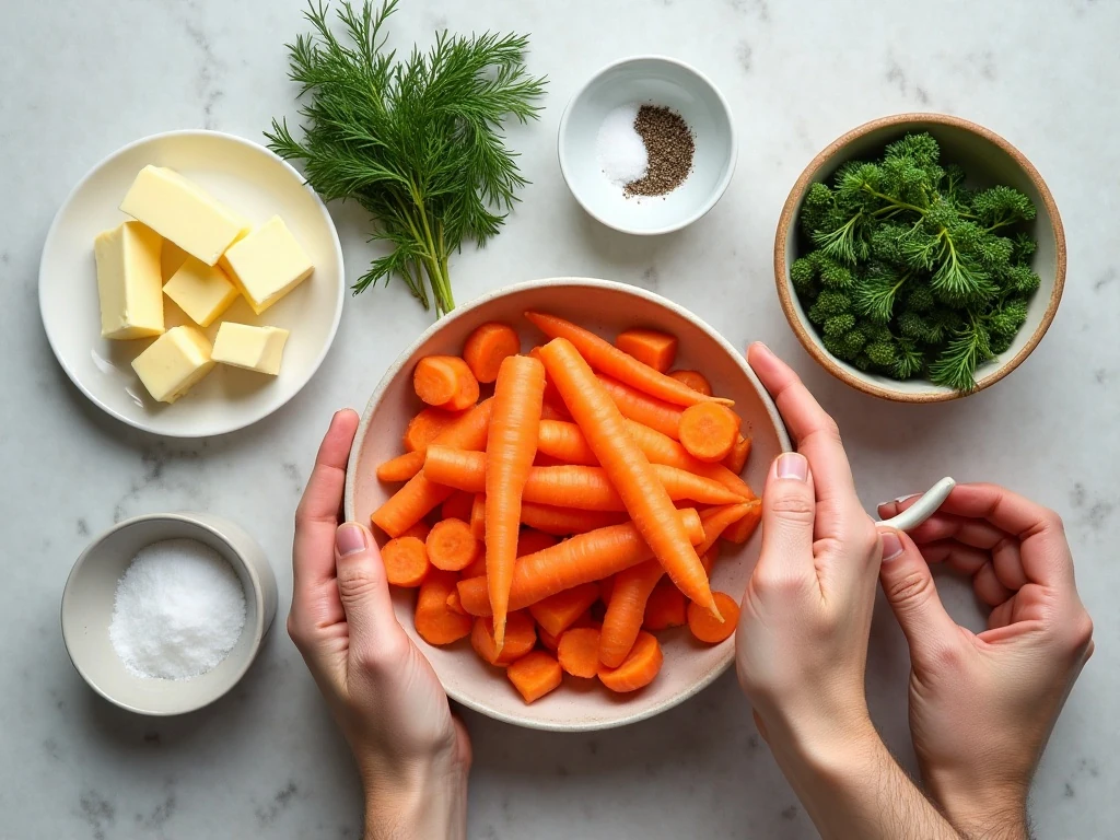 Ingredients for easy dilled carrots
