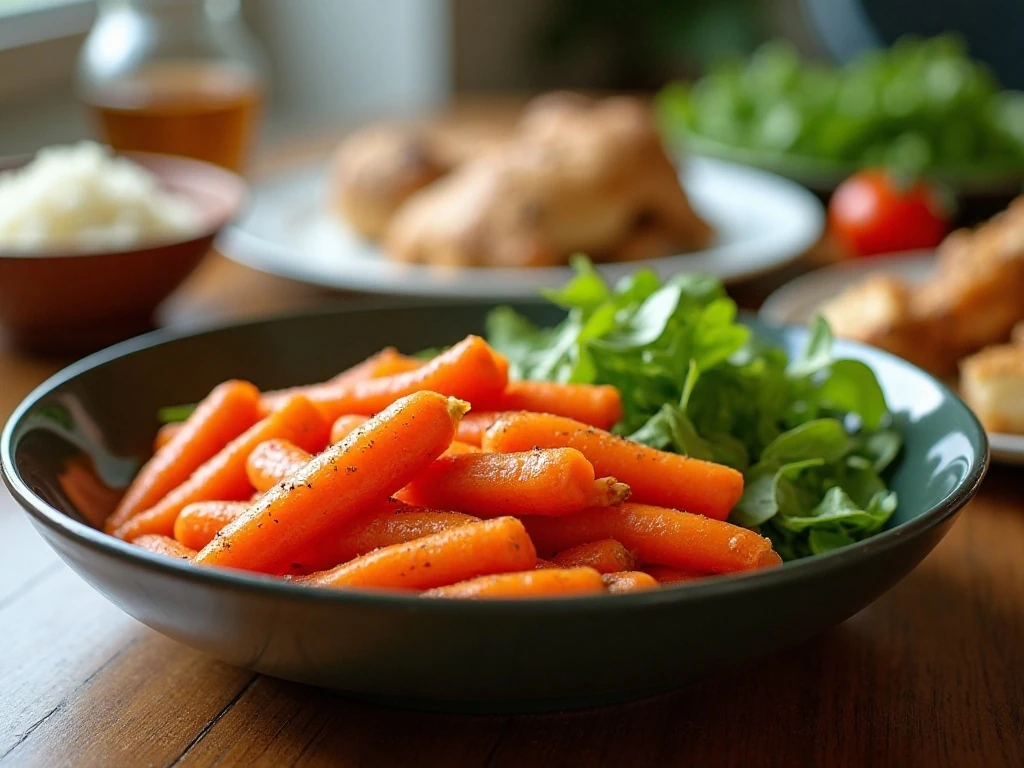 Dilled carrots served as a colorful dinner side dish