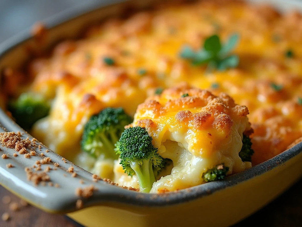Crispy buttery Ritz cracker topping on broccoli casserole