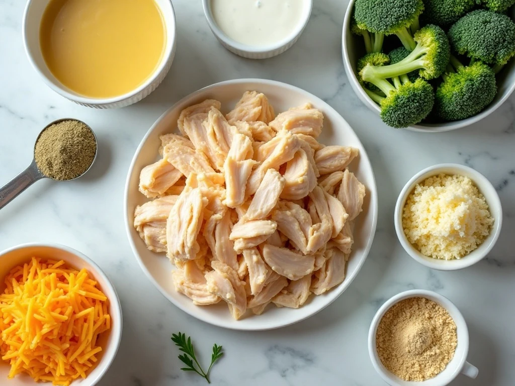 Ingredients for easy broccoli chicken casserole