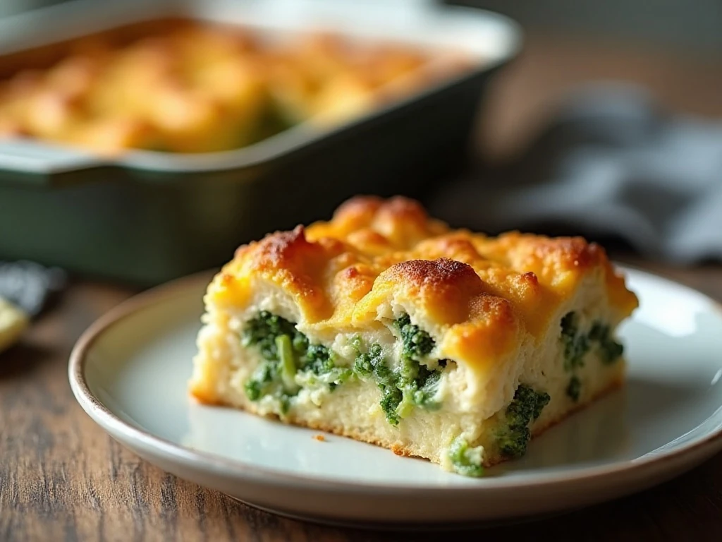 Serving leftover broccoli chicken casserole after reheating
