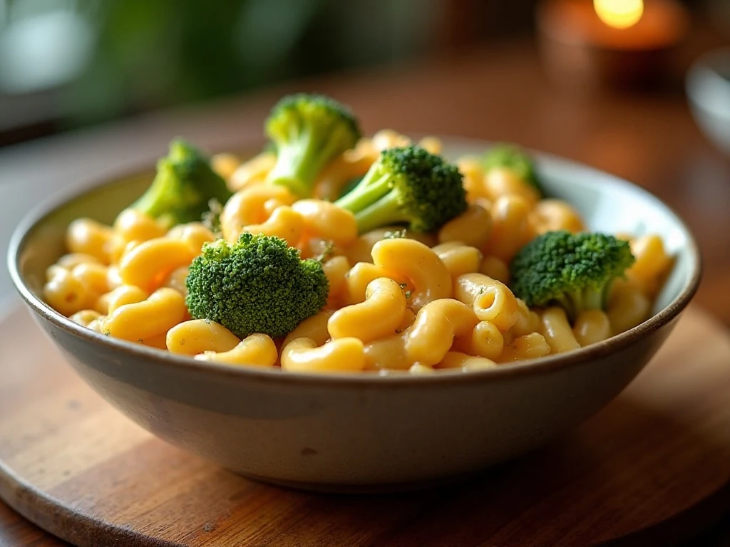 Creamy broccoli mac and cheese served as a comforting one-pot dinner