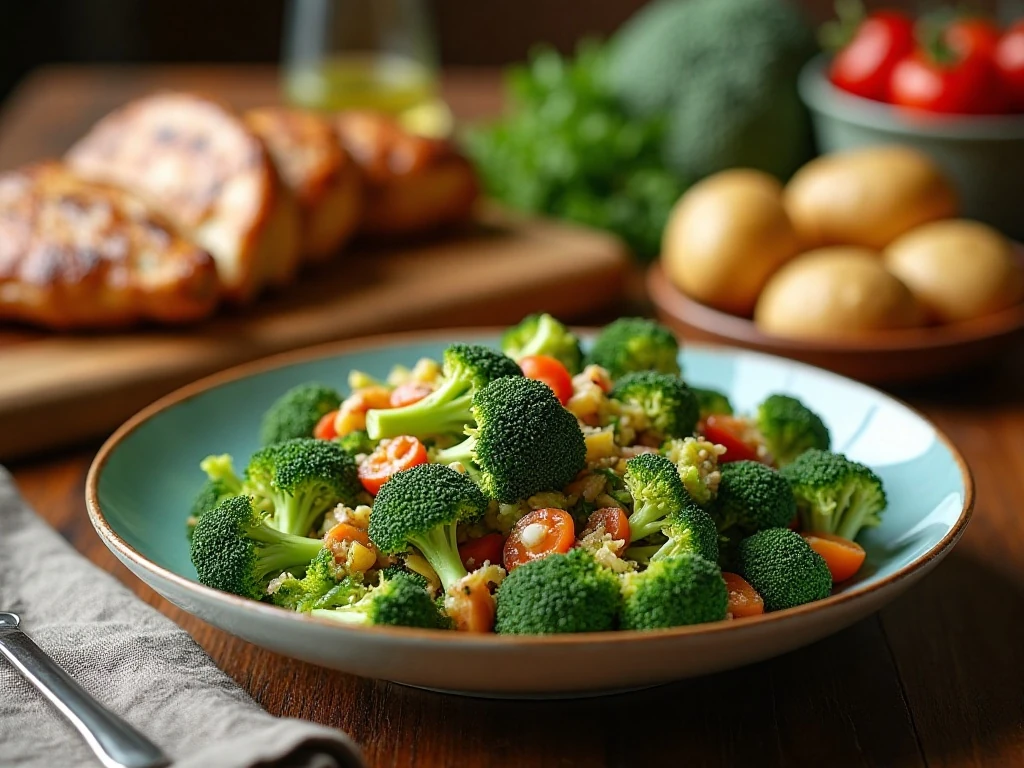 Broccoli salad served as a side dish with dinner