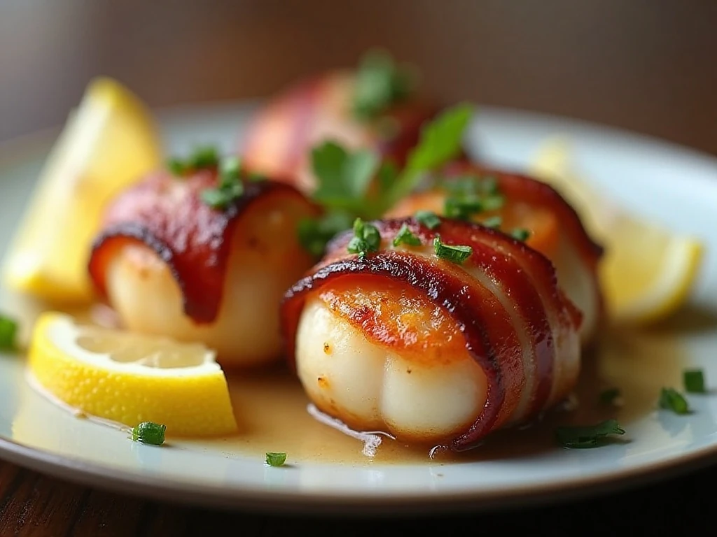 Bacon-wrapped scallops prepared for serving and storage