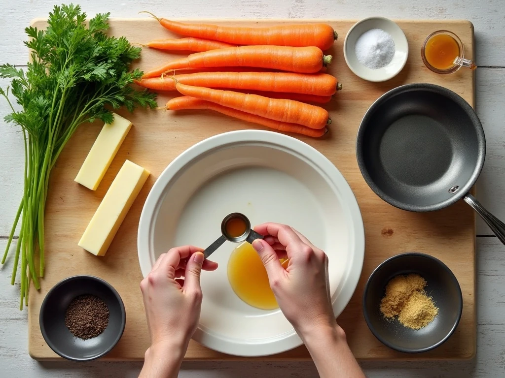 Ingredients for brown butter garlic honey-roasted carrots