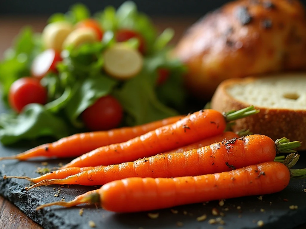 Honey-roasted carrots served with a complete dinner