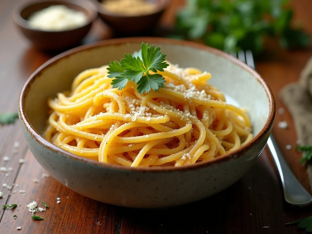 Finished easy brown butter garlic noodles