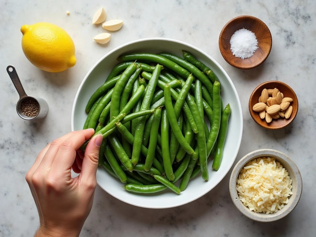 Ingredients for easy brown butter green beans