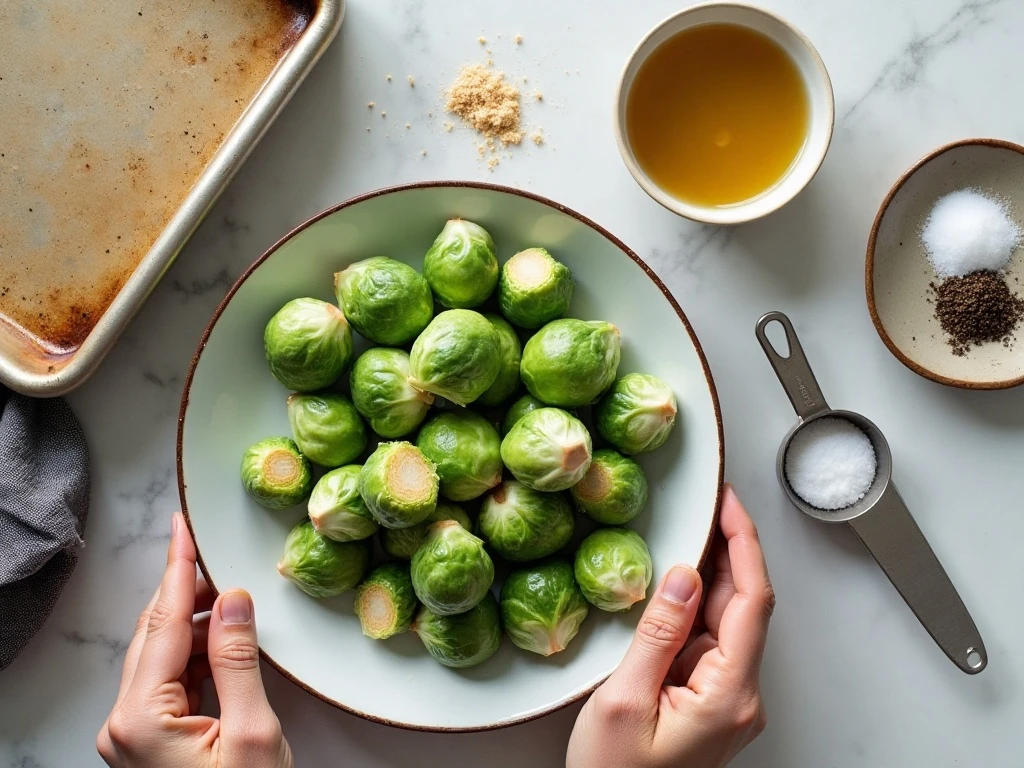 Ingredients for easy brown sugar Brussels sprouts