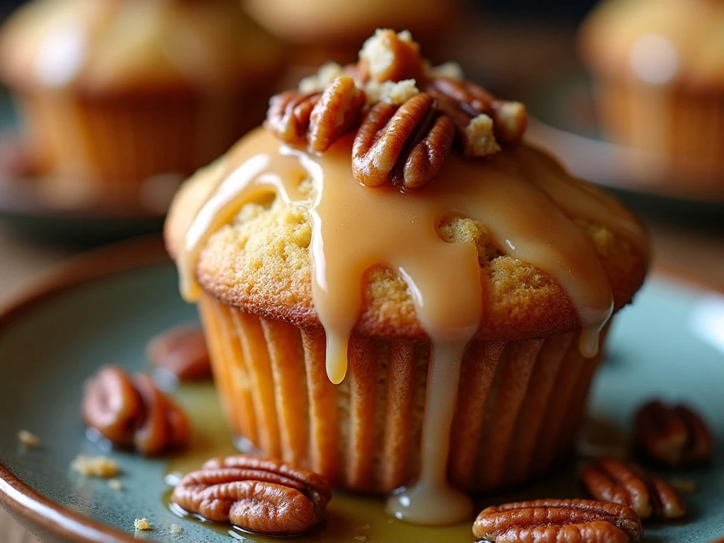 Maple glazed muffin with chopped pecans