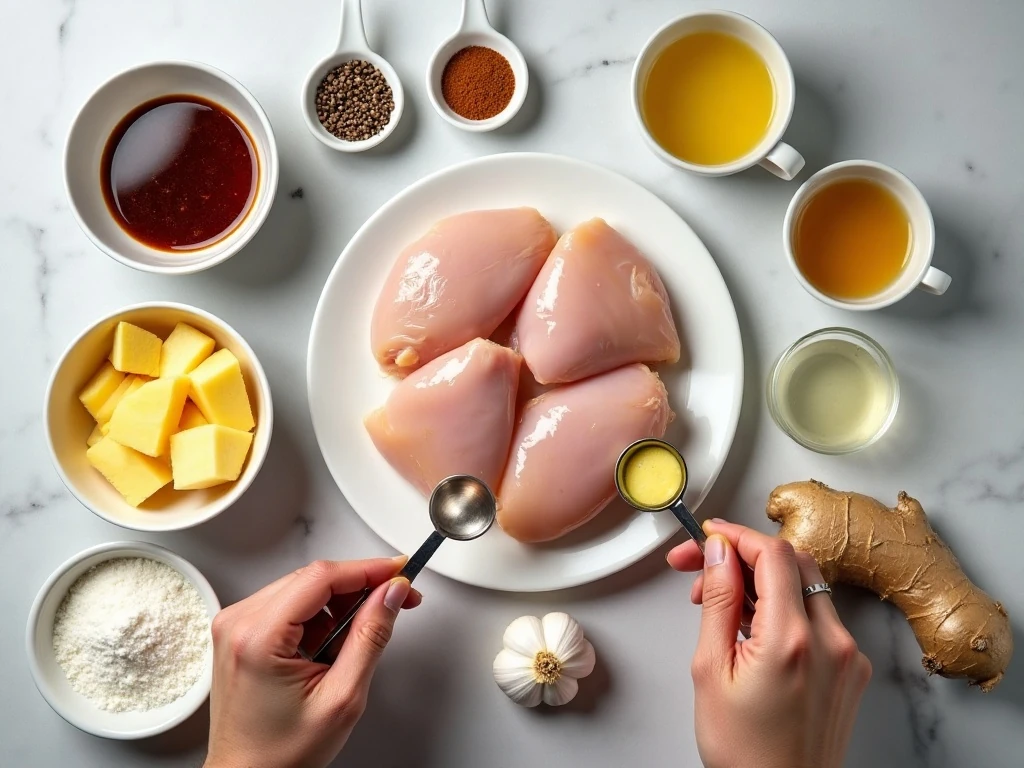 Ingredients for easy brown sugar pineapple chicken