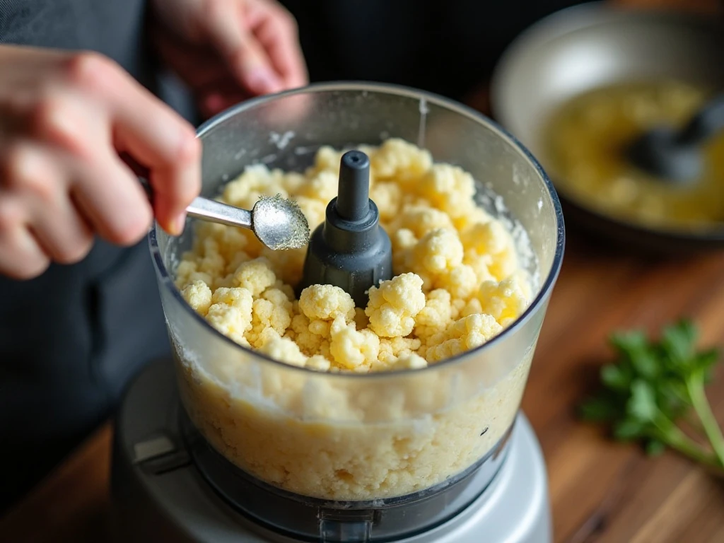 Blending tender cauliflower into a creamy smooth mash