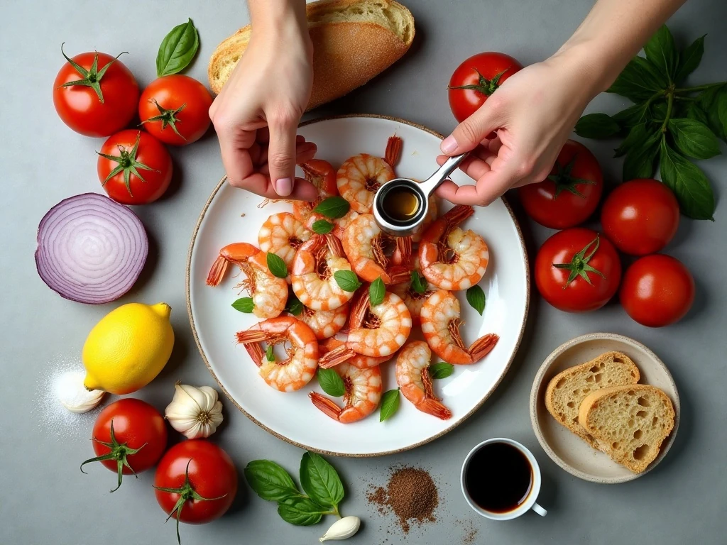 Ingredients for bruschetta grilled shrimp