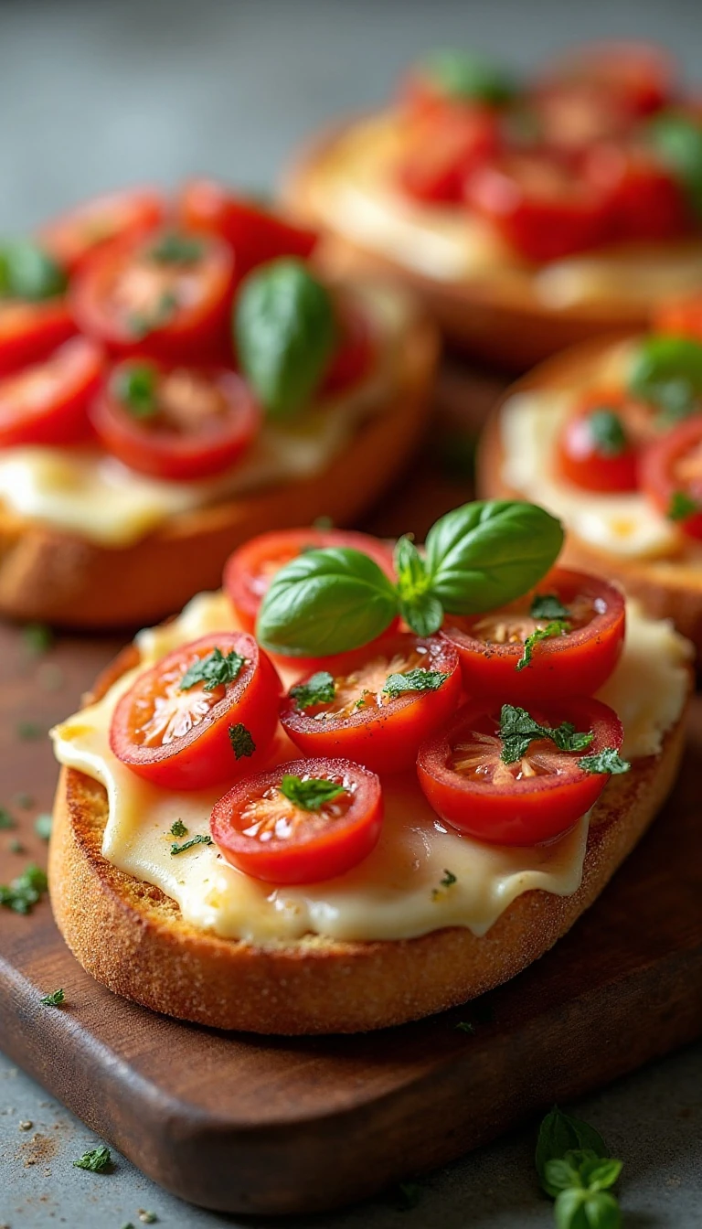 Easy Bruschetta Melts Recipe with Tomato, Basil, and Mozzarella