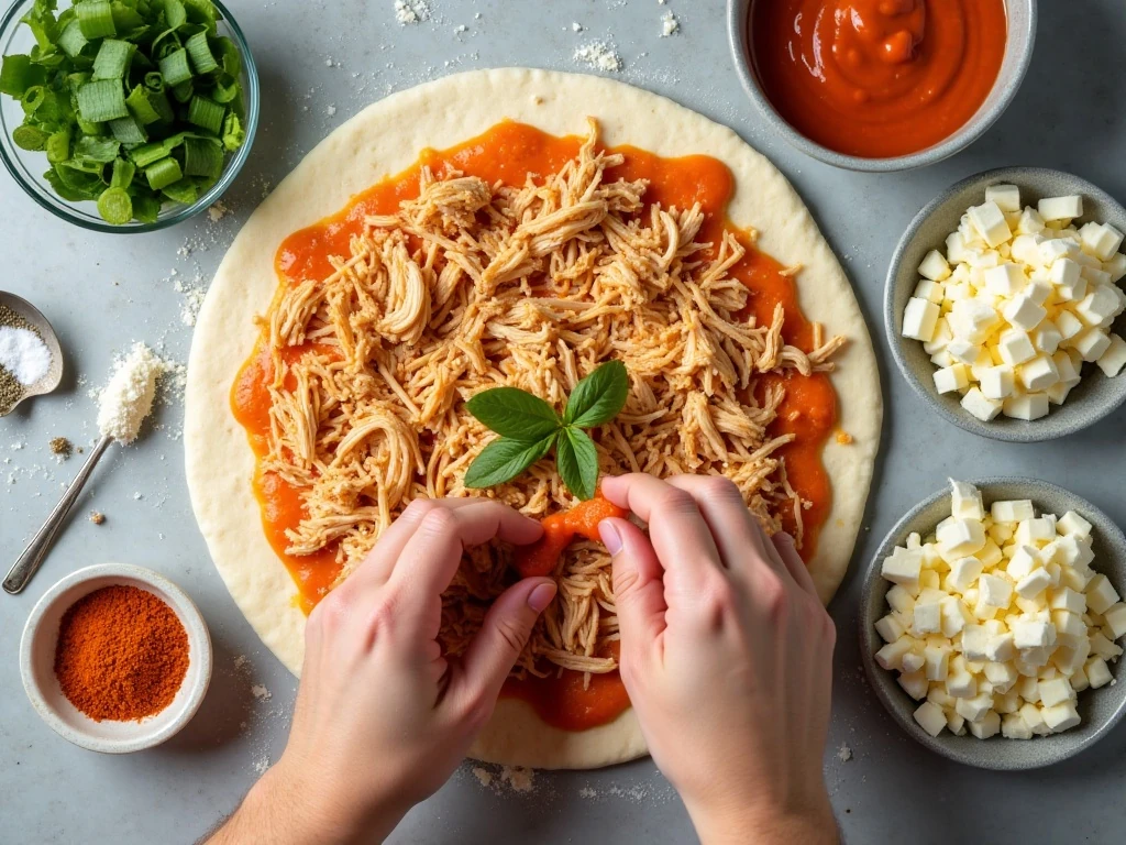 Ingredients for easy Buffalo chicken calzones