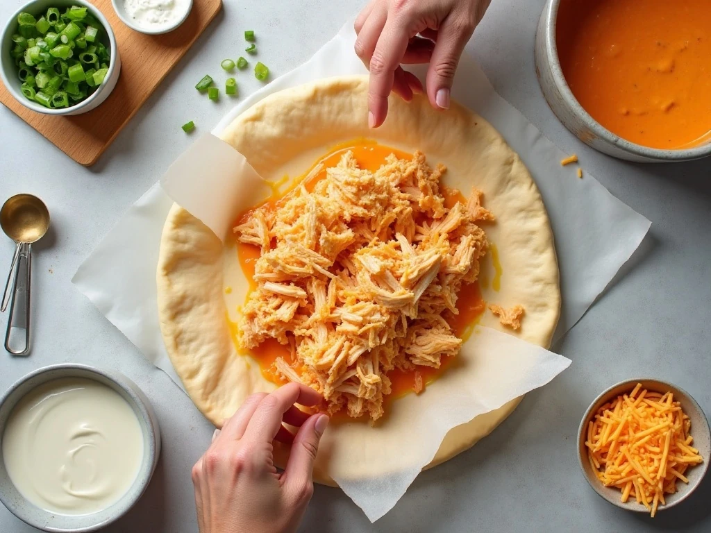 Ingredients for buffalo chicken crescent dough bites
