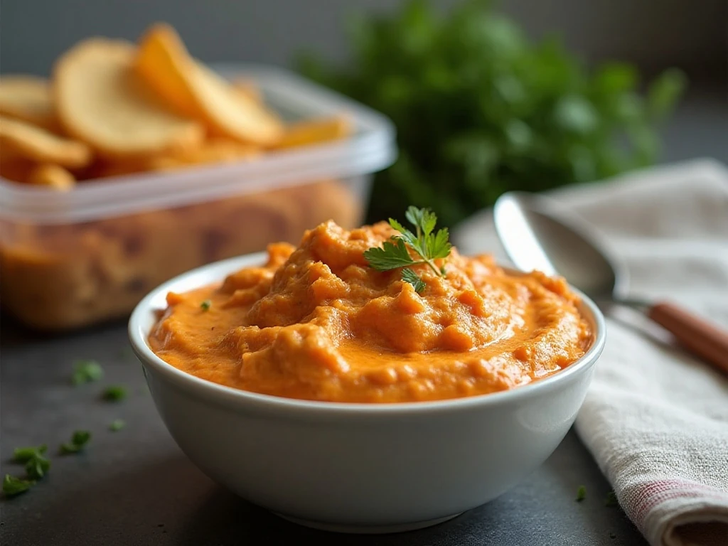 Warm Buffalo chicken dip ready for serving or reheating