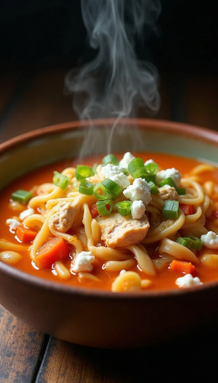 Easy Buffalo Chicken Noodle Soup Recipe
