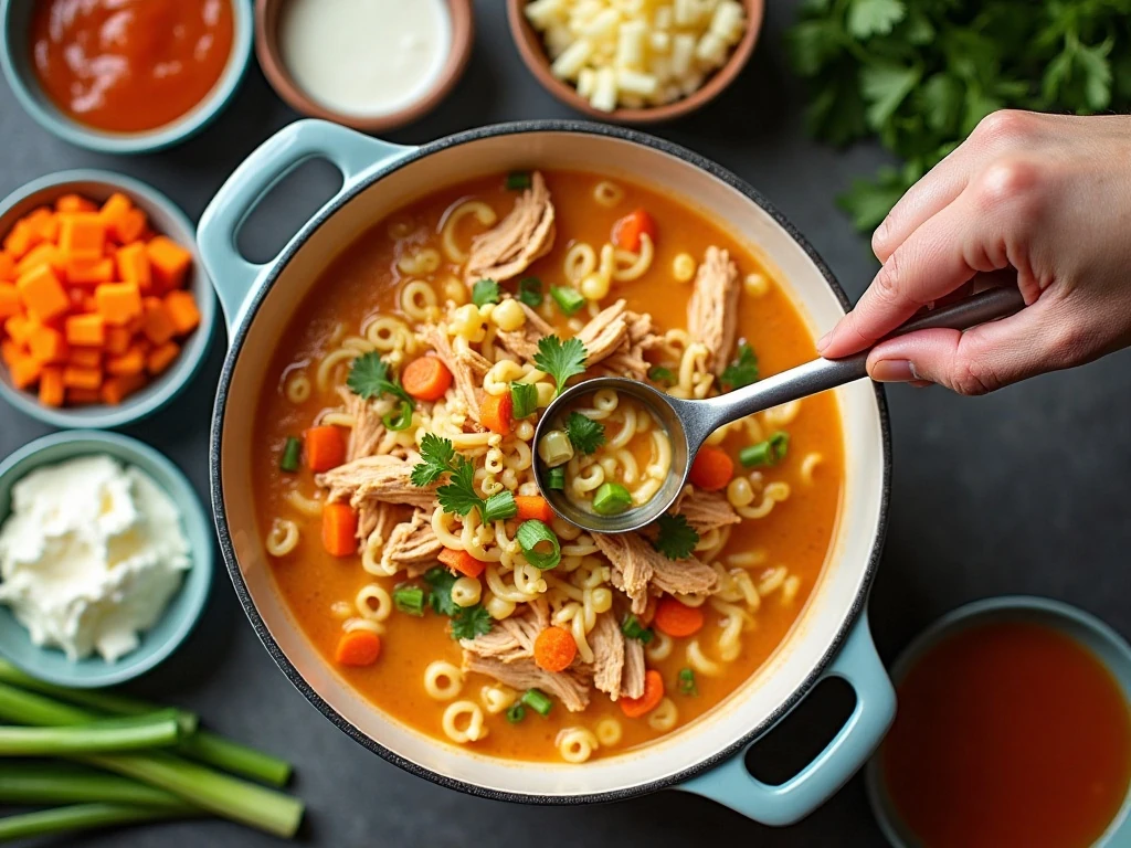 Ingredients for easy Buffalo chicken noodle soup