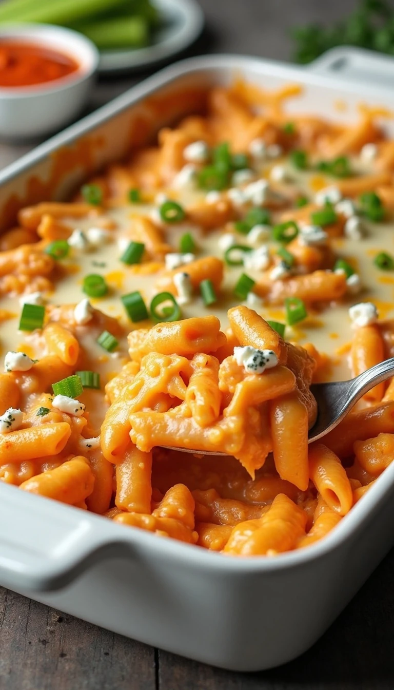 Easy Creamy Buffalo Chicken Pasta Bake Recipe