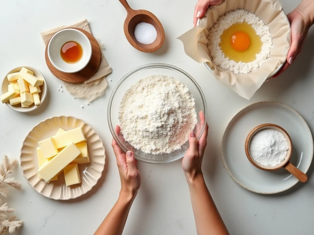 Ingredients for an easy butter cookies recipe