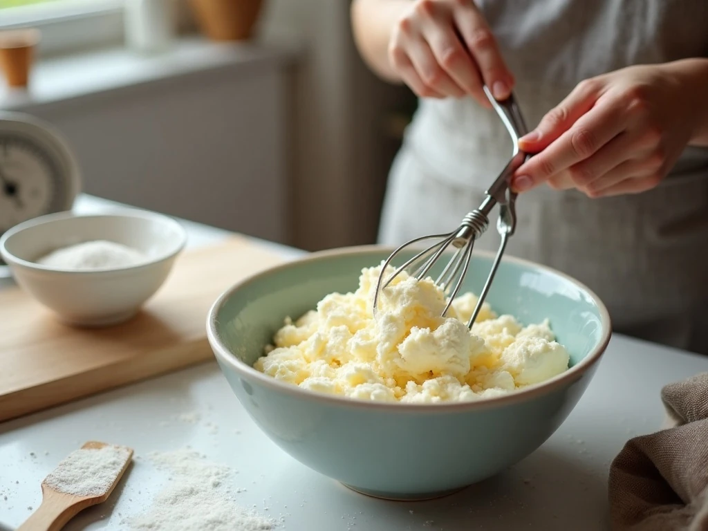 Creamed butter and sugar prepared for soft butter cookies