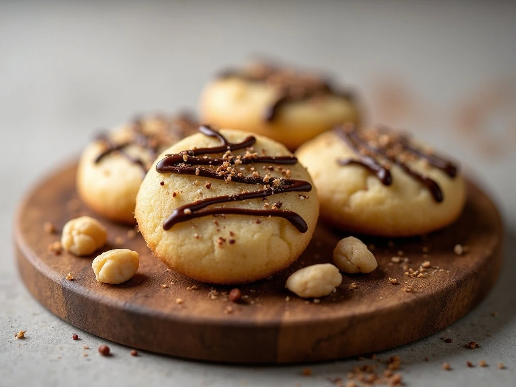 Butter cookies decorated with chocolate, sprinkles, and nuts