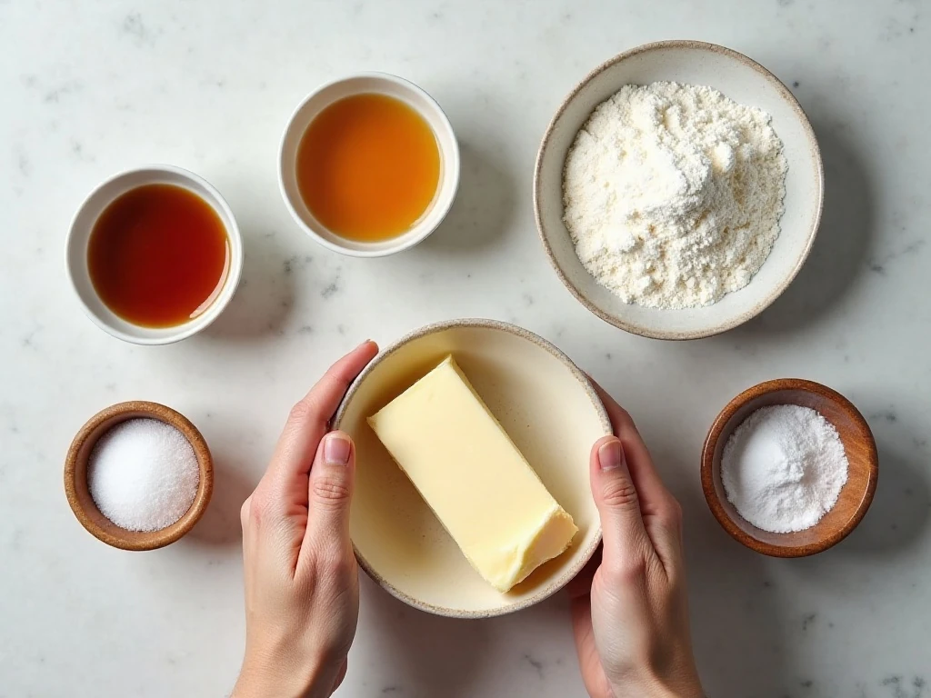 Ingredients for tender cornstarch butter cookies