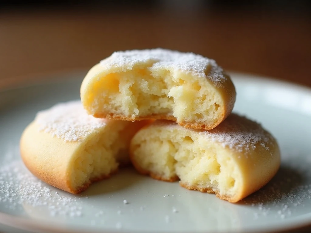 Tender crumb and pale golden edge of a butter cookie