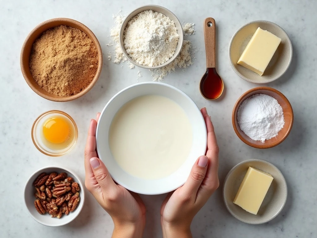 Ingredients for homemade butter pecan cupcakes