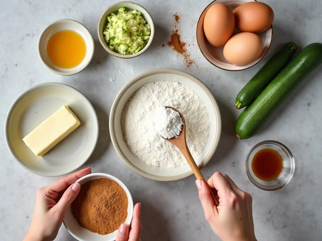 Ingredients for easy butter zucchini bread