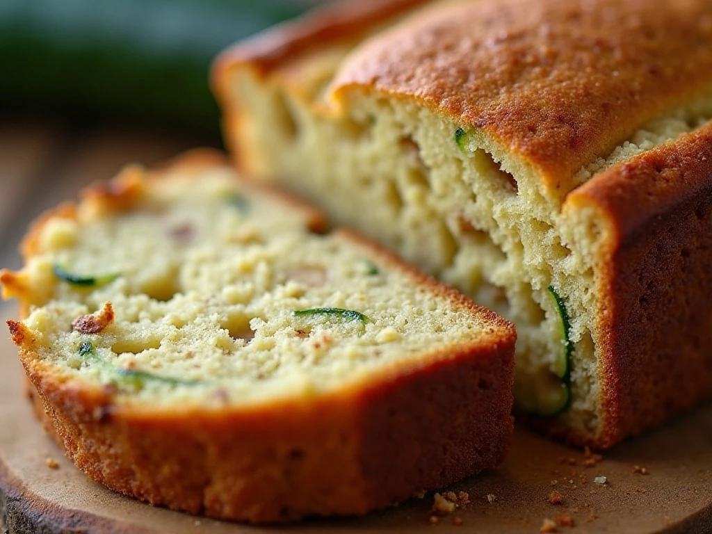 Close-up of moist zucchini bread crumb