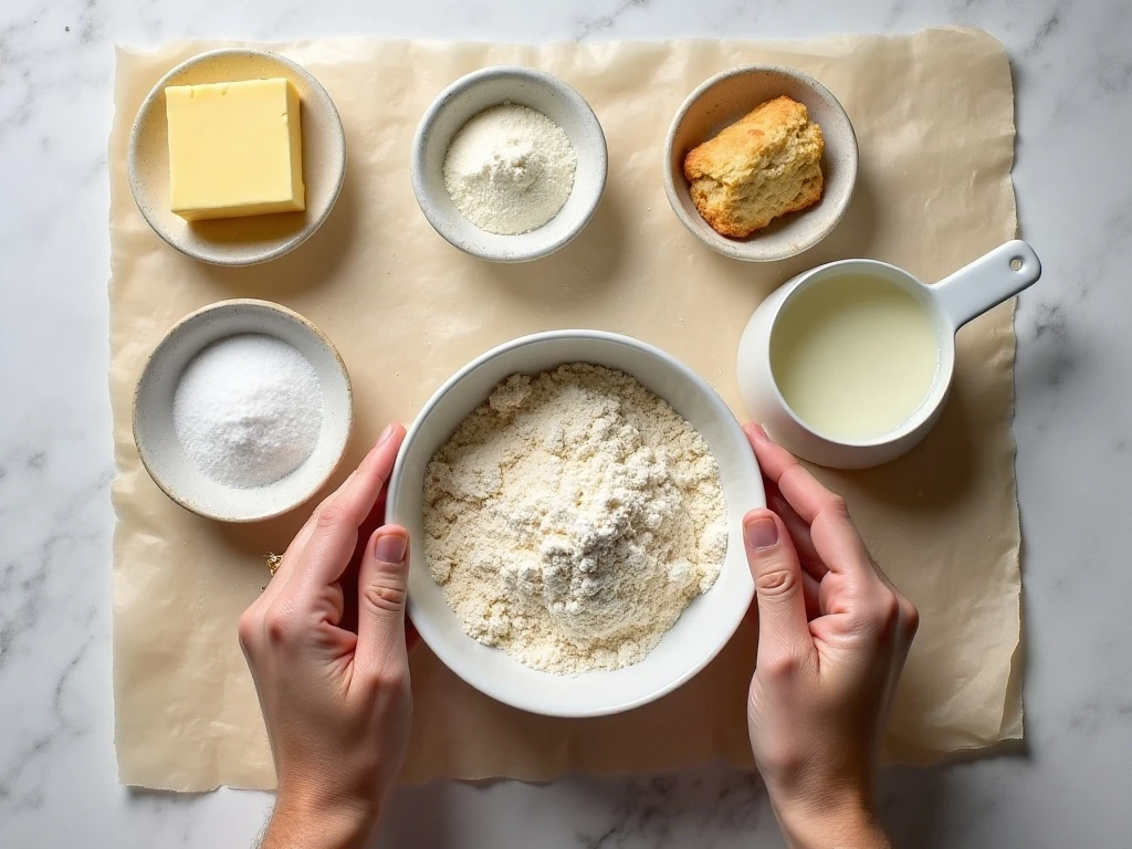 Ingredients for homemade buttermilk biscuits