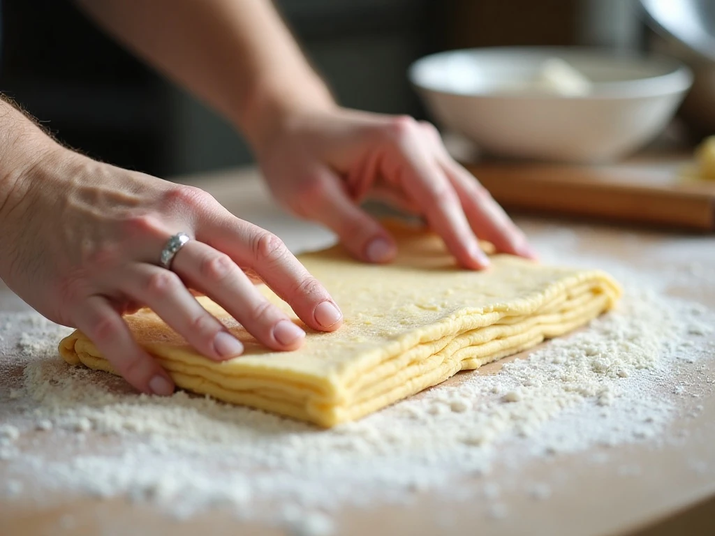 Folding cold biscuit dough to create flaky layers