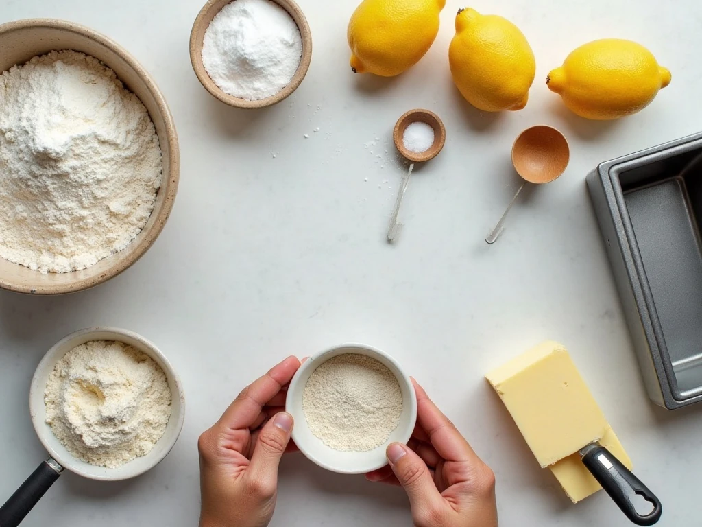 Ingredients for homemade buttermilk lemon bread