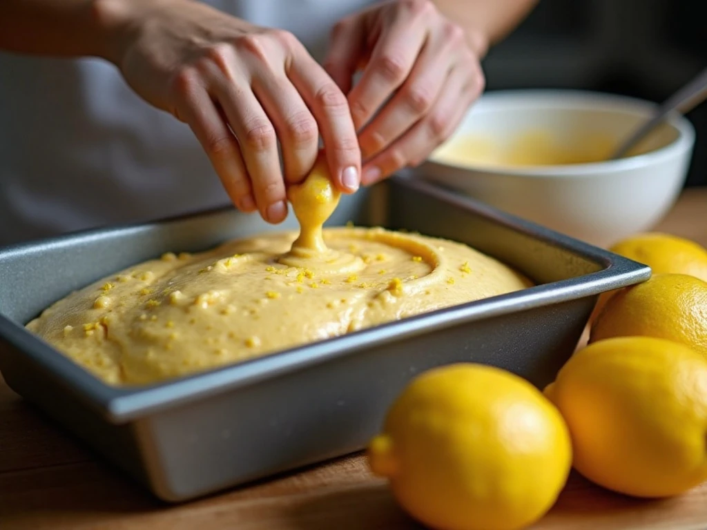 Preparing lemon bread batter in a mixing bowl