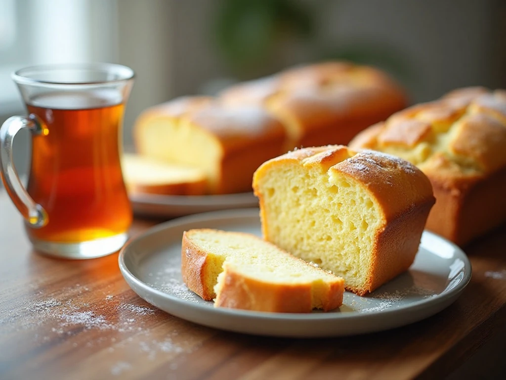 Stored and served slices of buttermilk lemon bread