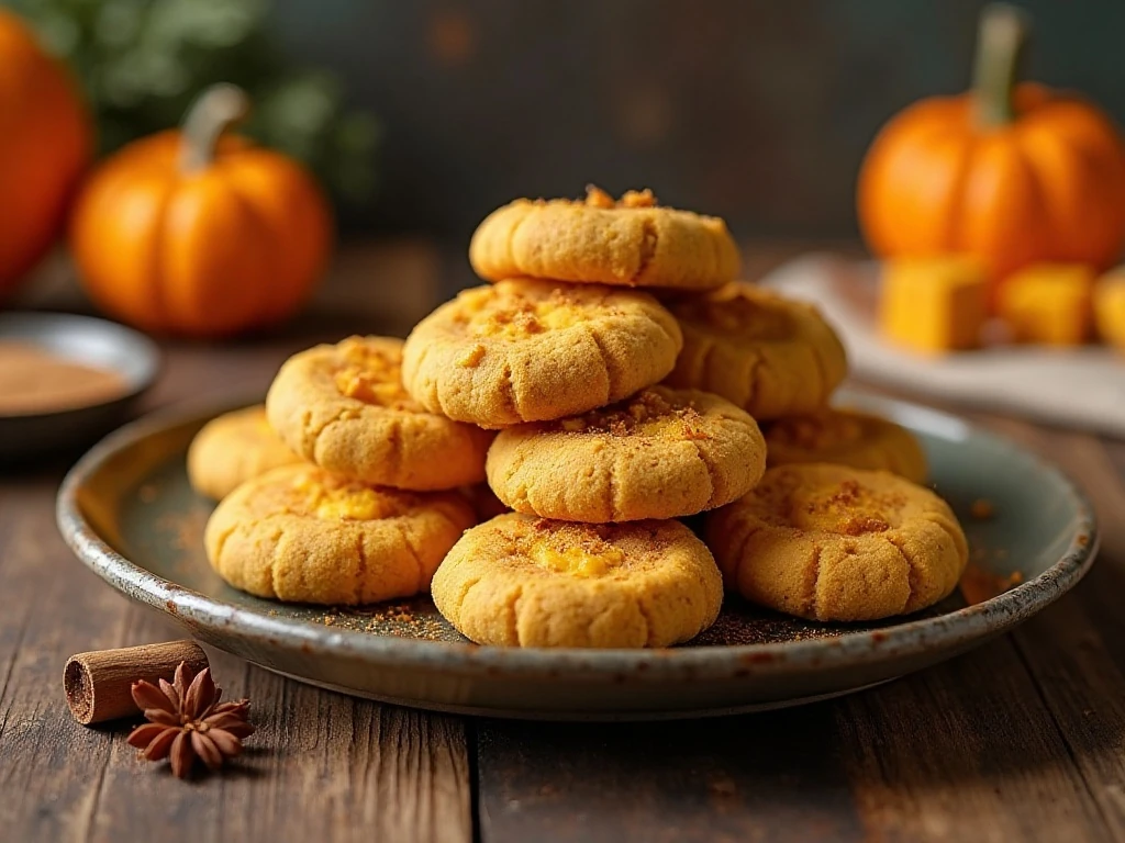 Platter of golden soft butternut squash cookies