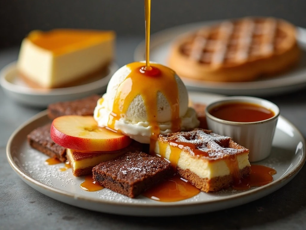 Homemade butterscotch sauce served over ice cream and assorted desserts