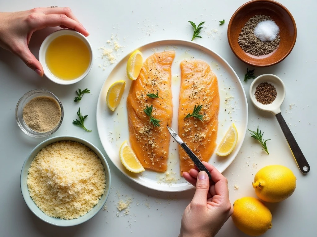 Ingredients for buttery crunchy 10-minute tilapia