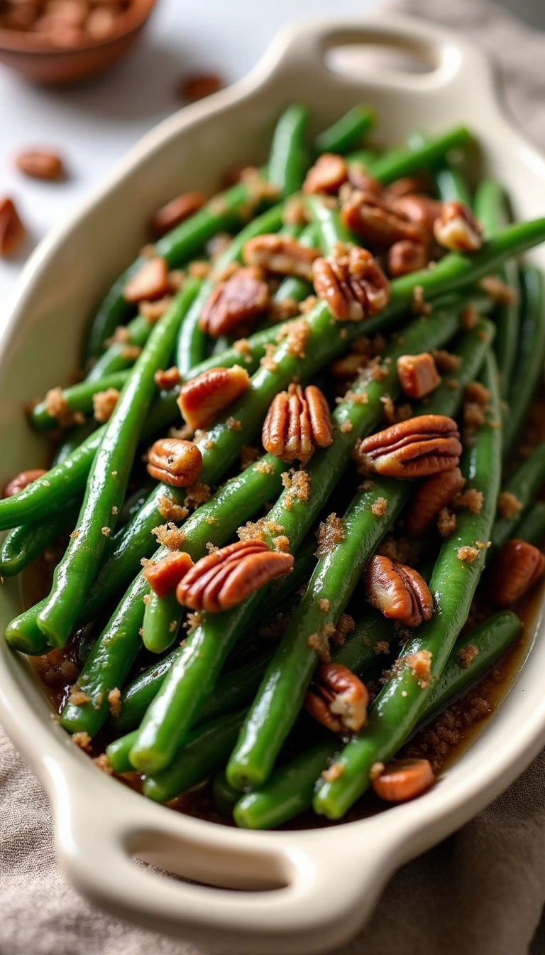 Buttery Green Beans with Glazed Pecans Recipe
