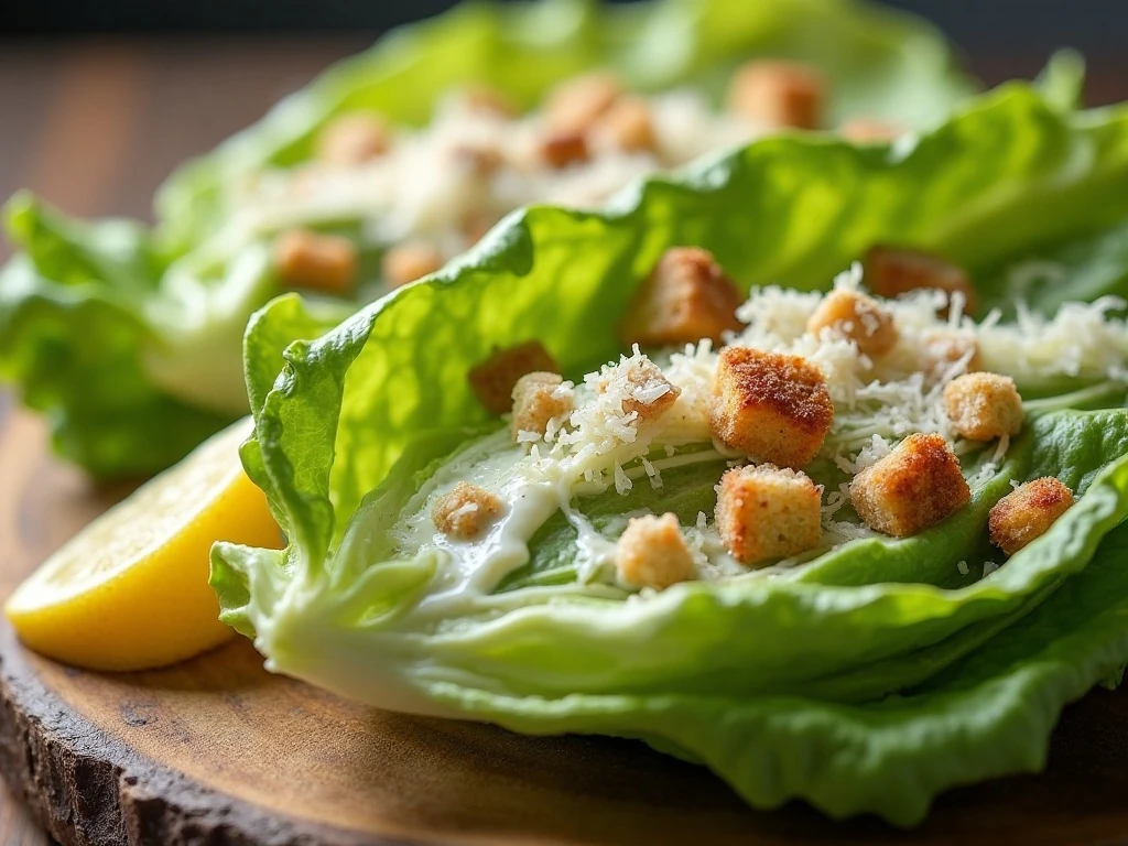 Crisp Caesar salad filling with Parmesan and croutons