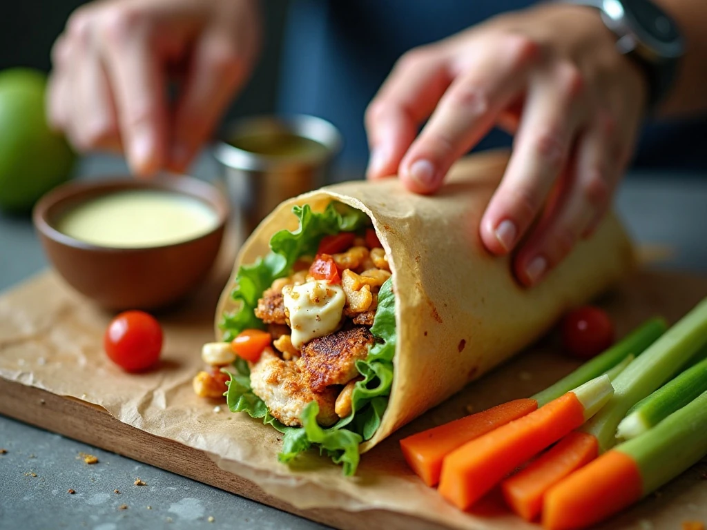 Caesar chicken wrap packed for a lunchbox
