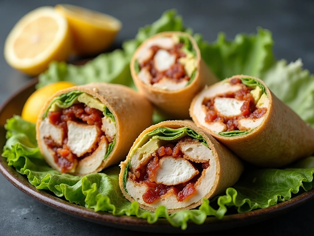 Caesar chicken wrap variations with bacon tomatoes and avocado