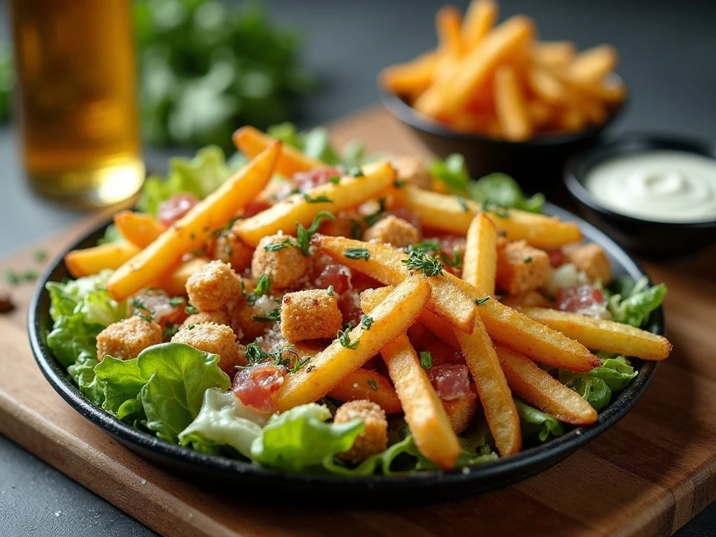 Crispy Caesar fries components stored separately for reheating and serving
