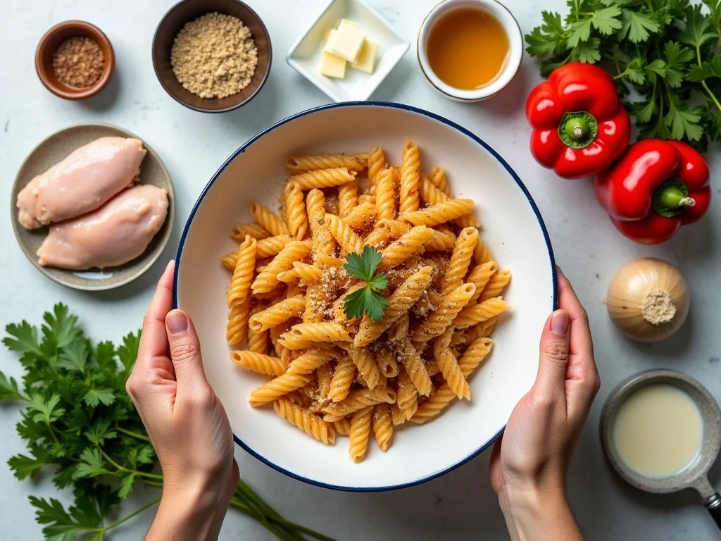 Ingredients for creamy Cajun chicken pasta