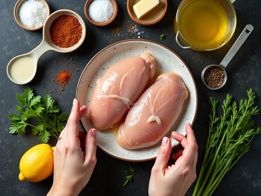 Ingredients for Cajun chicken with garlic butter pan sauce
