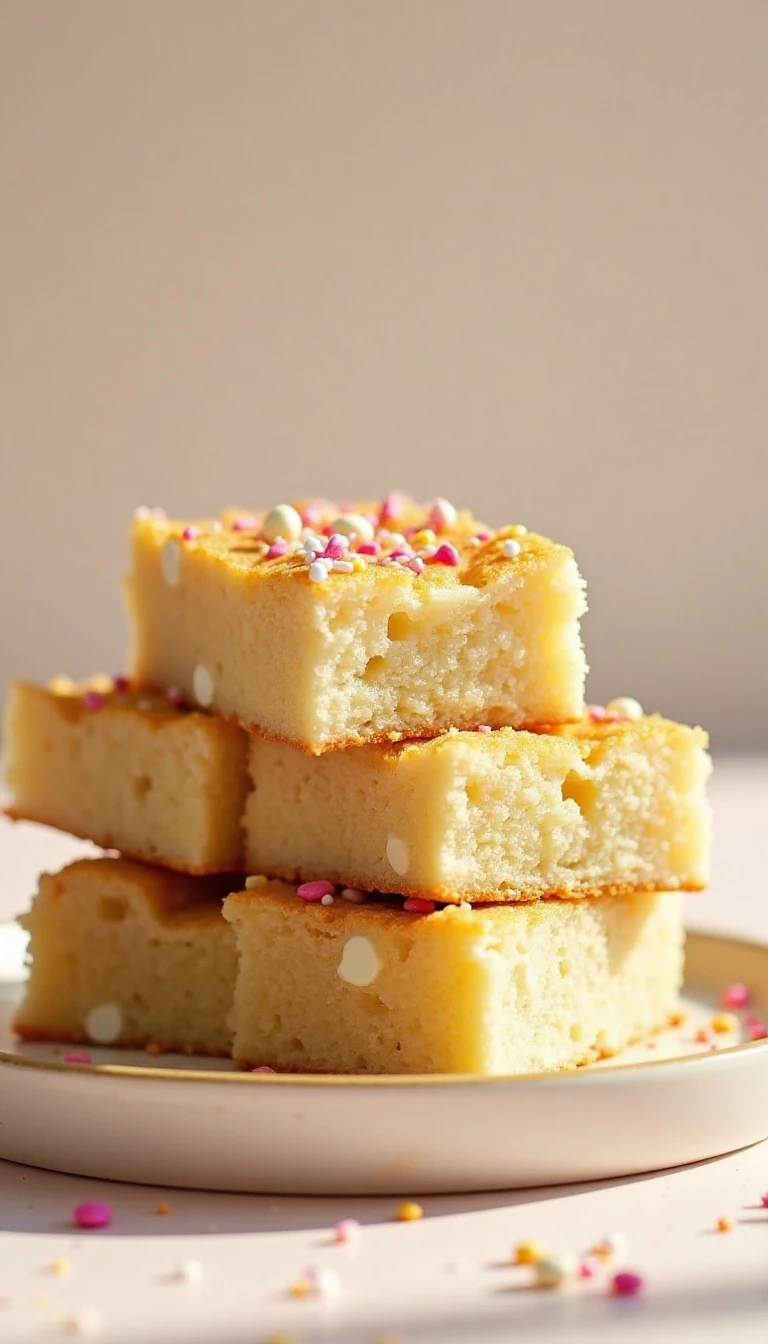 Easy Cake Batter Brownies Recipe with White Chocolate Chips and Sprinkles